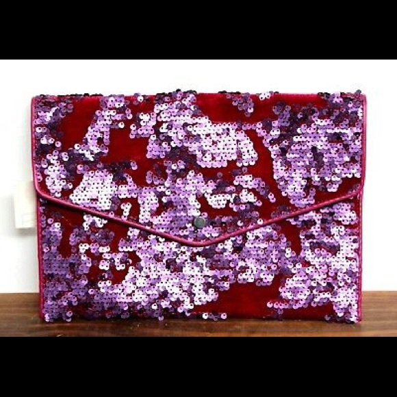 a new day Handbags - A New Day Dark Purple Sequin Crush Velvet Clutch